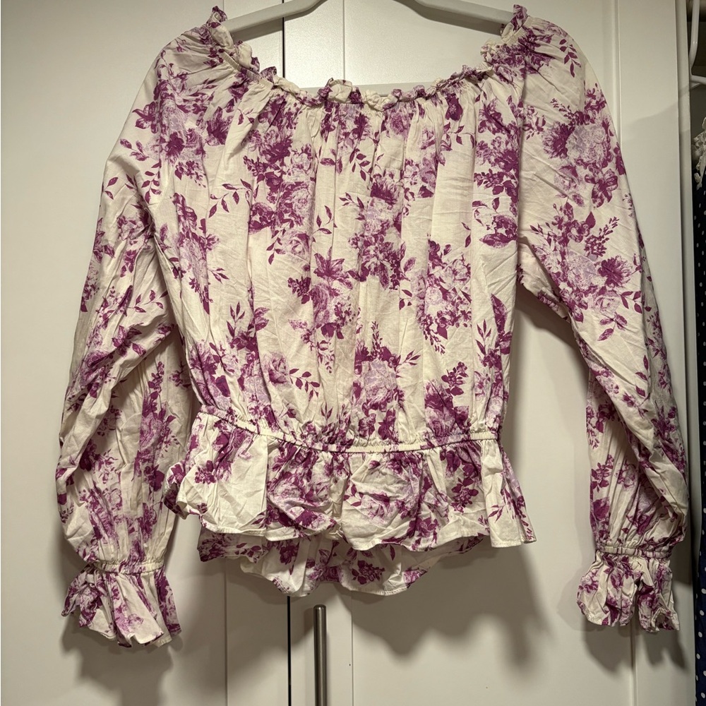 Flying Tomato Purple Floral Blouse